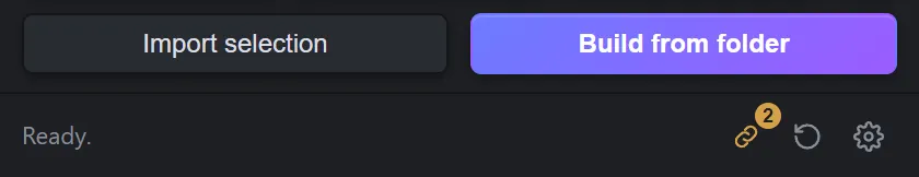 The Relink icon lit, with the count of missing items